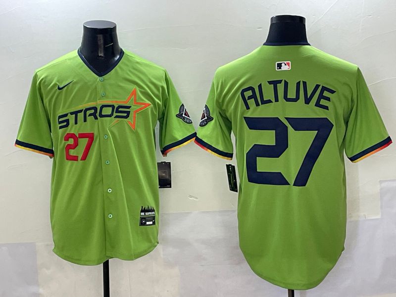 Men Houston Astros 27 Altuve Green three generations Joint Name 2025 Nike MLB Jersey style 4